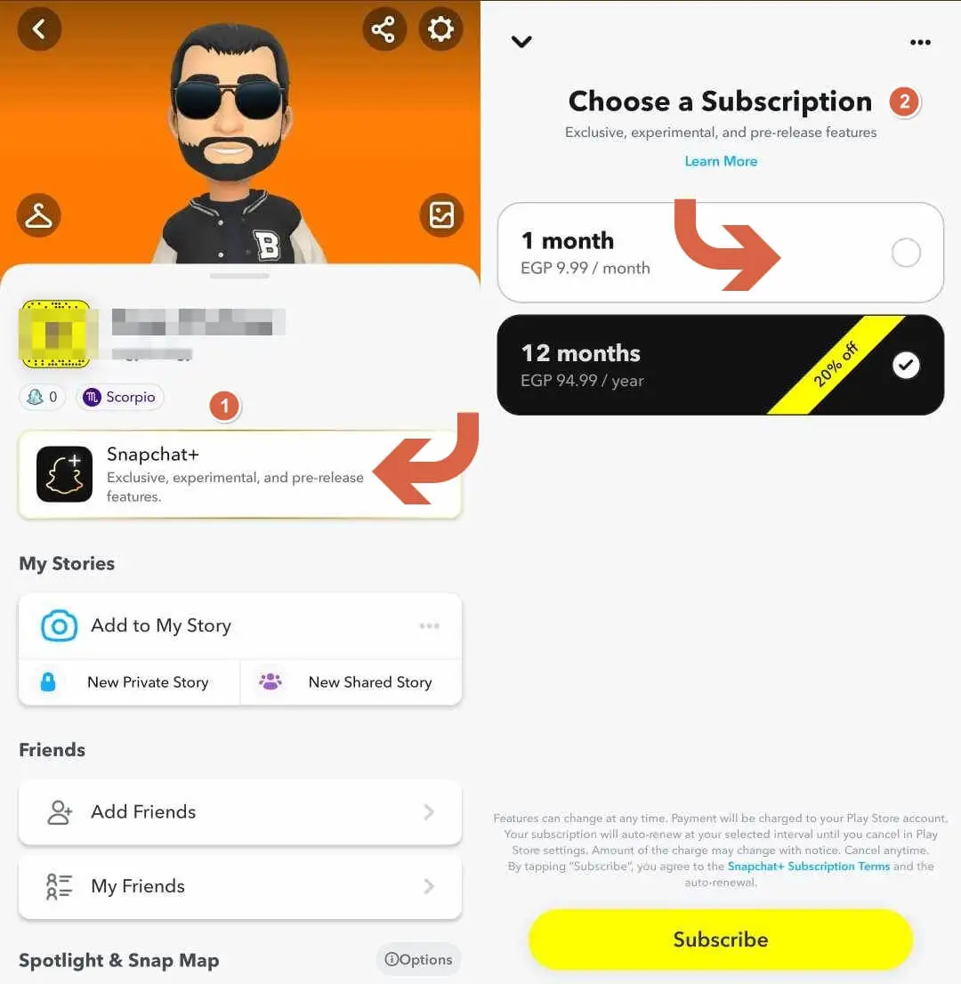 كيف اخلي سنابي اشتراك مو إضافة