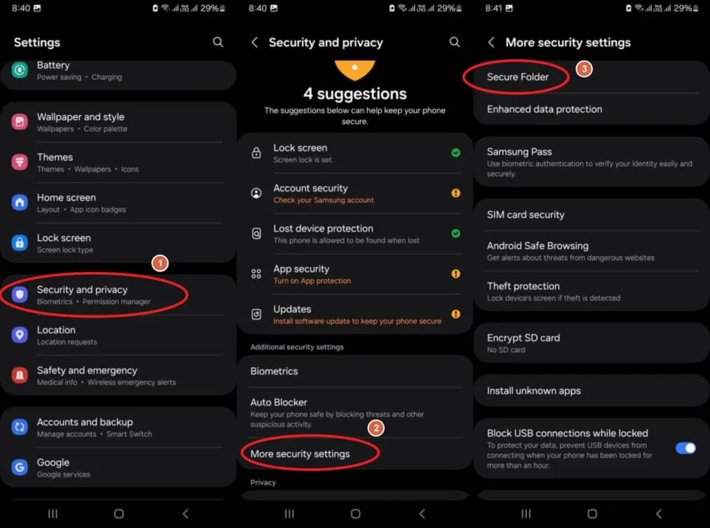 طريقة انشاء مجلد امن جديد